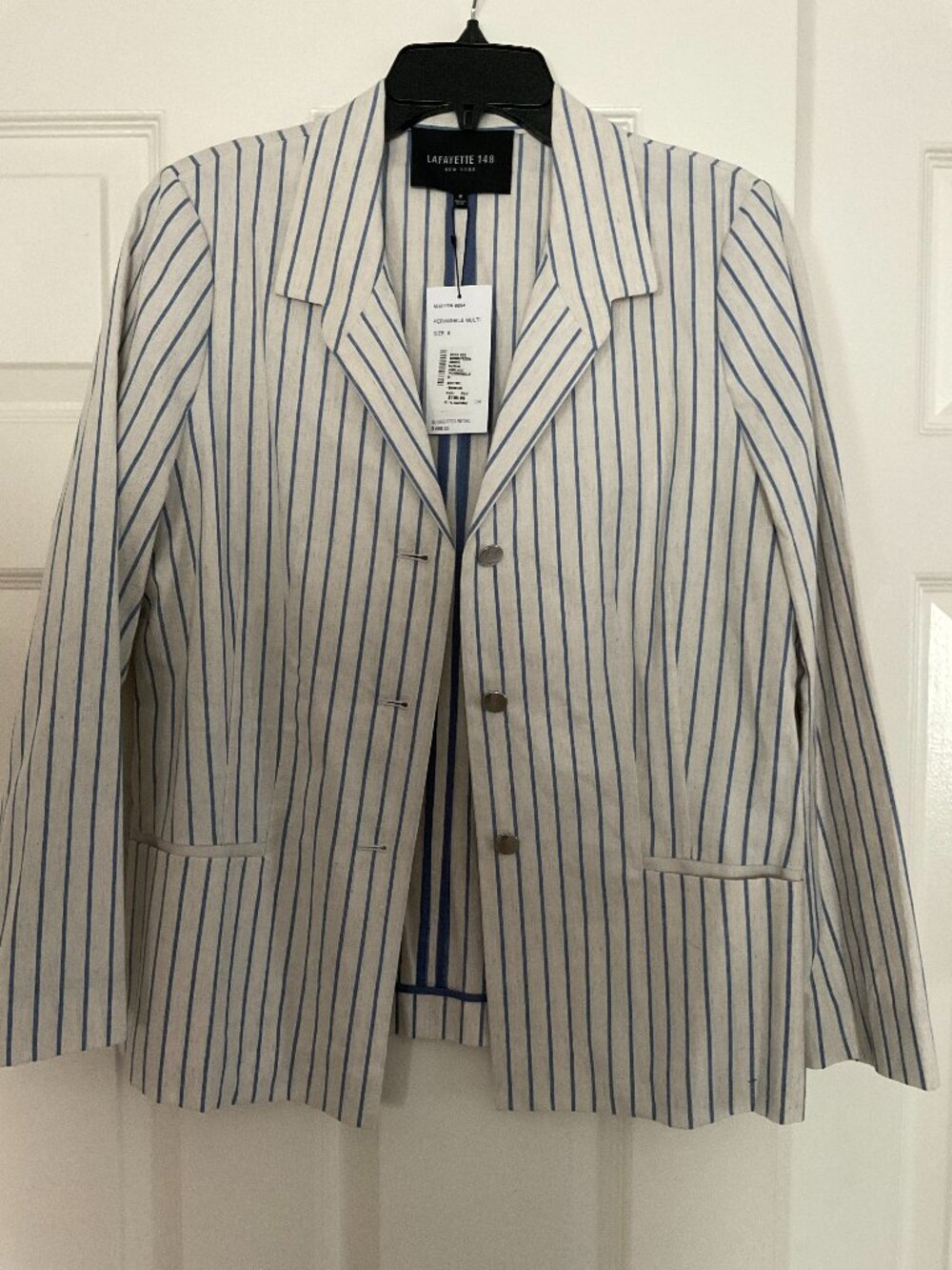 Lafayette cream and blue Blazer NWT Size 8